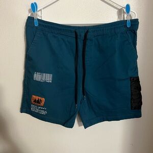 BROOKLYN CLOTH Graphic Print‎ Urban Streetwear Teal Shorts Men's Size L